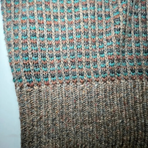 Vintage Panache Knit Sweater Vest Medium Brown Teal Tweed V Neck Academia USA - Picture 7 of 12